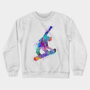 Snowboard Boy Colorful Watercolor Crewneck Sweatshirt